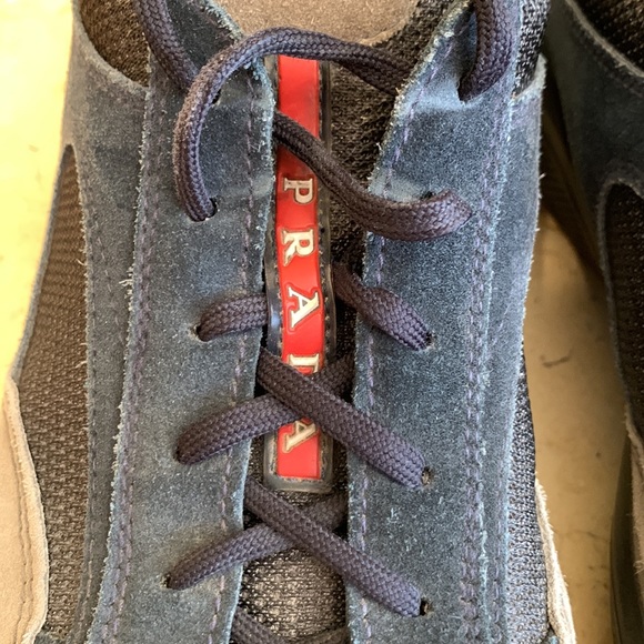 Prada suede sneakers. Sz 11. Blue/grey side w/dark grey mesh.Worn once inside !! - Picture 5 of 12